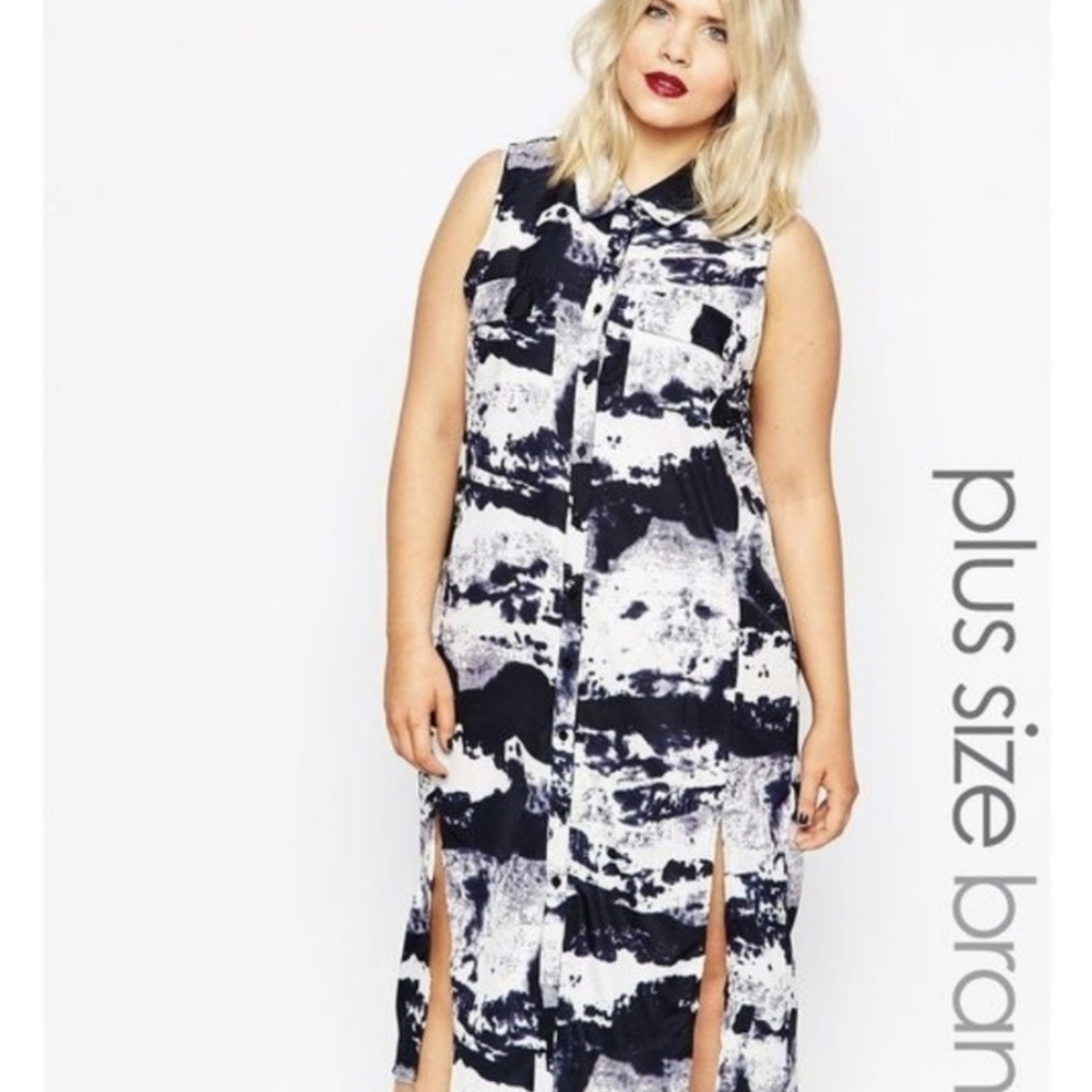 Plus Size Sleeveless Black and White Dress